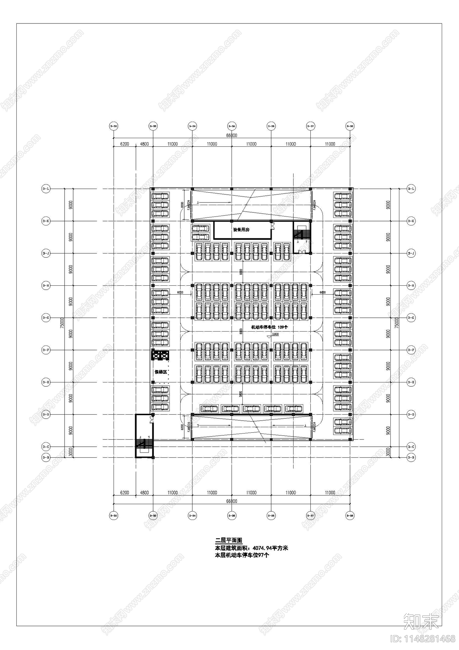 现代风格停车楼建筑施工图下载【ID:1148281468】