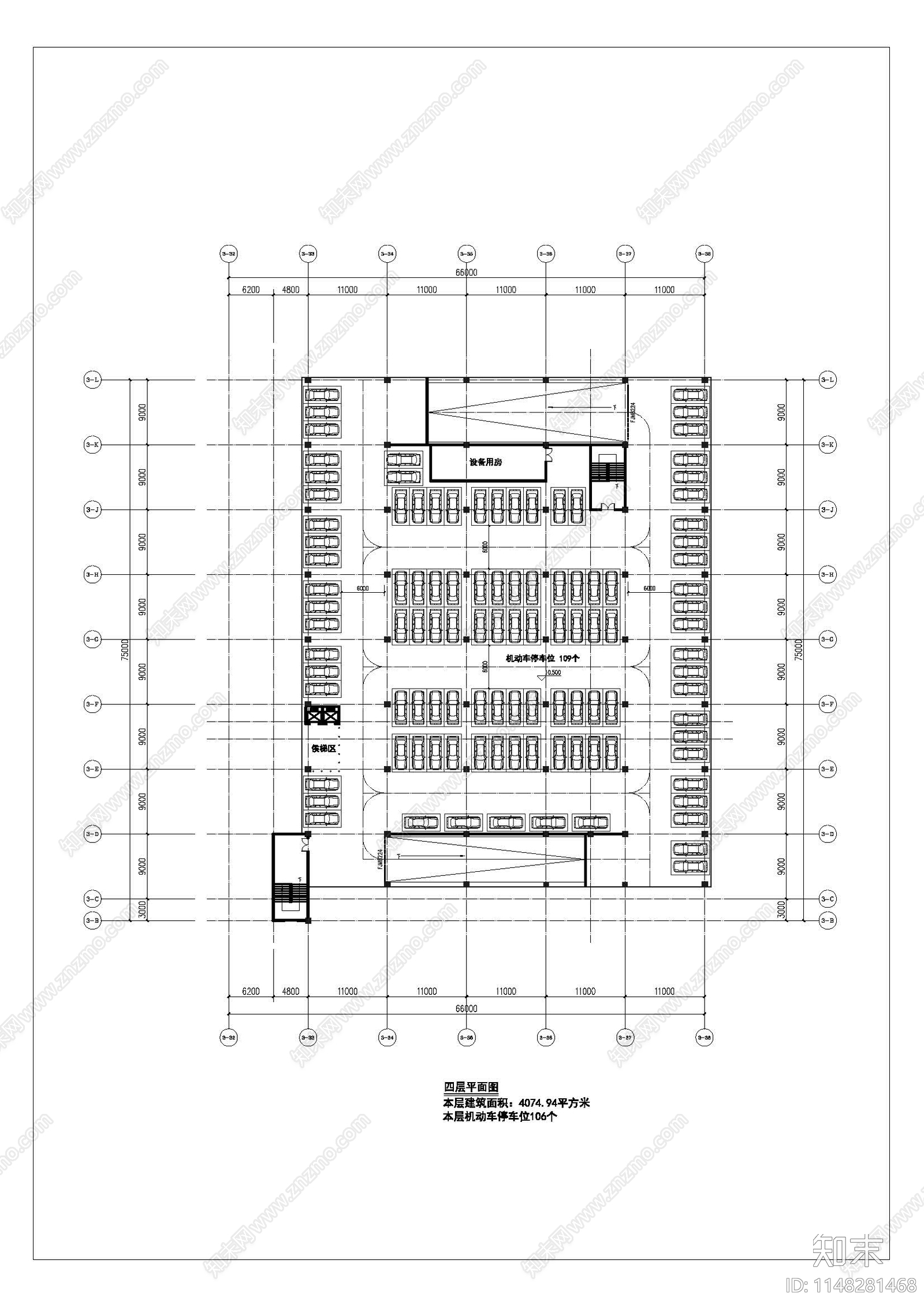 现代风格停车楼建筑施工图下载【ID:1148281468】