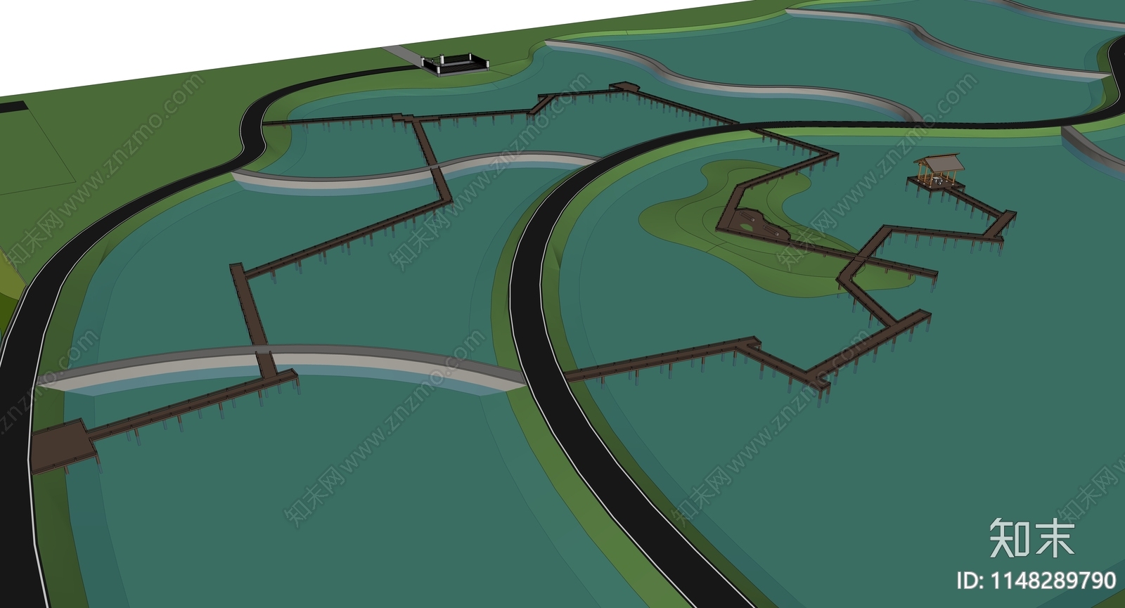 现代湿地公园SU模型下载【ID:1148289790】