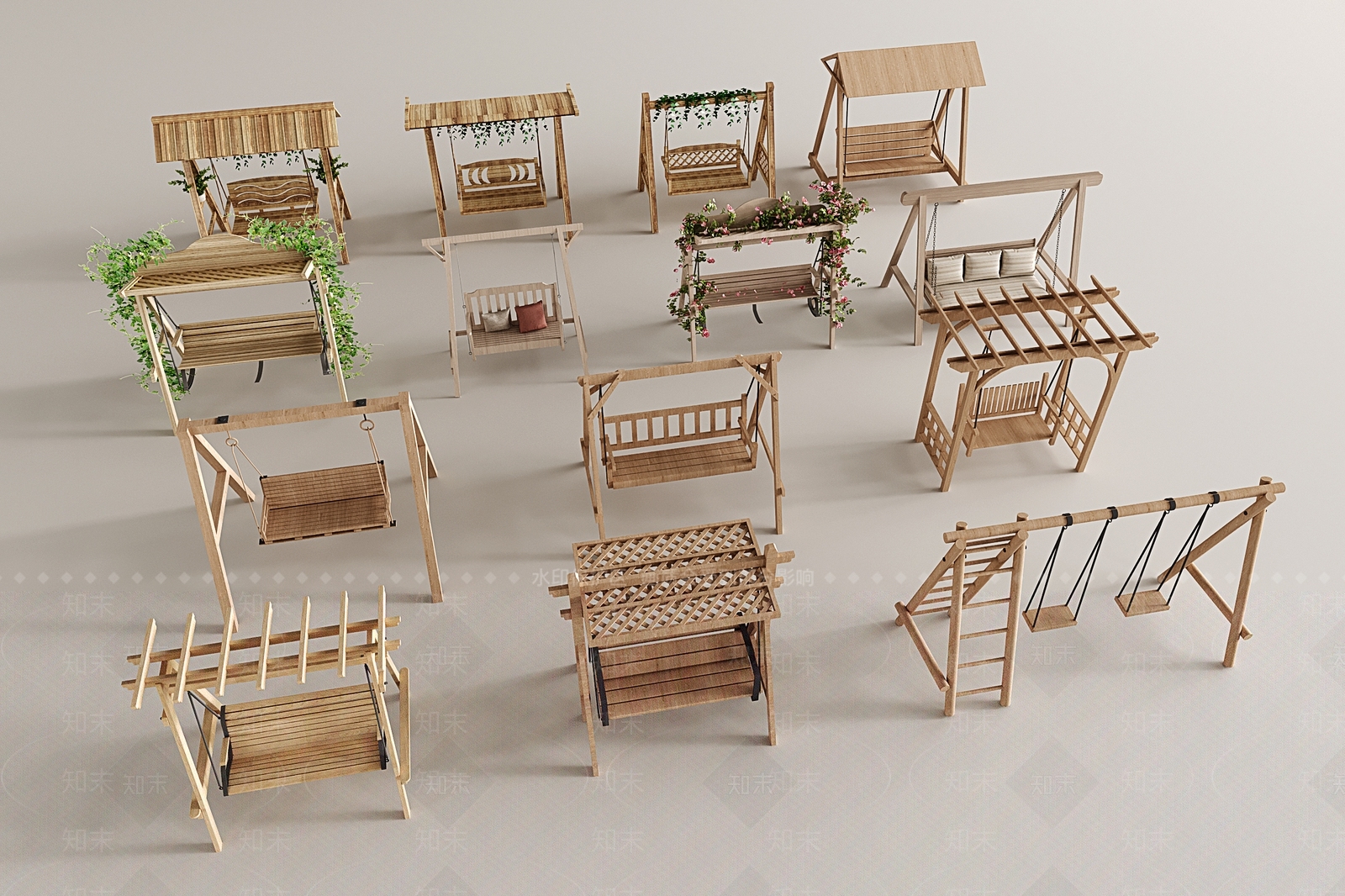 现代户外秋千椅SU模型下载【ID:1148292553】