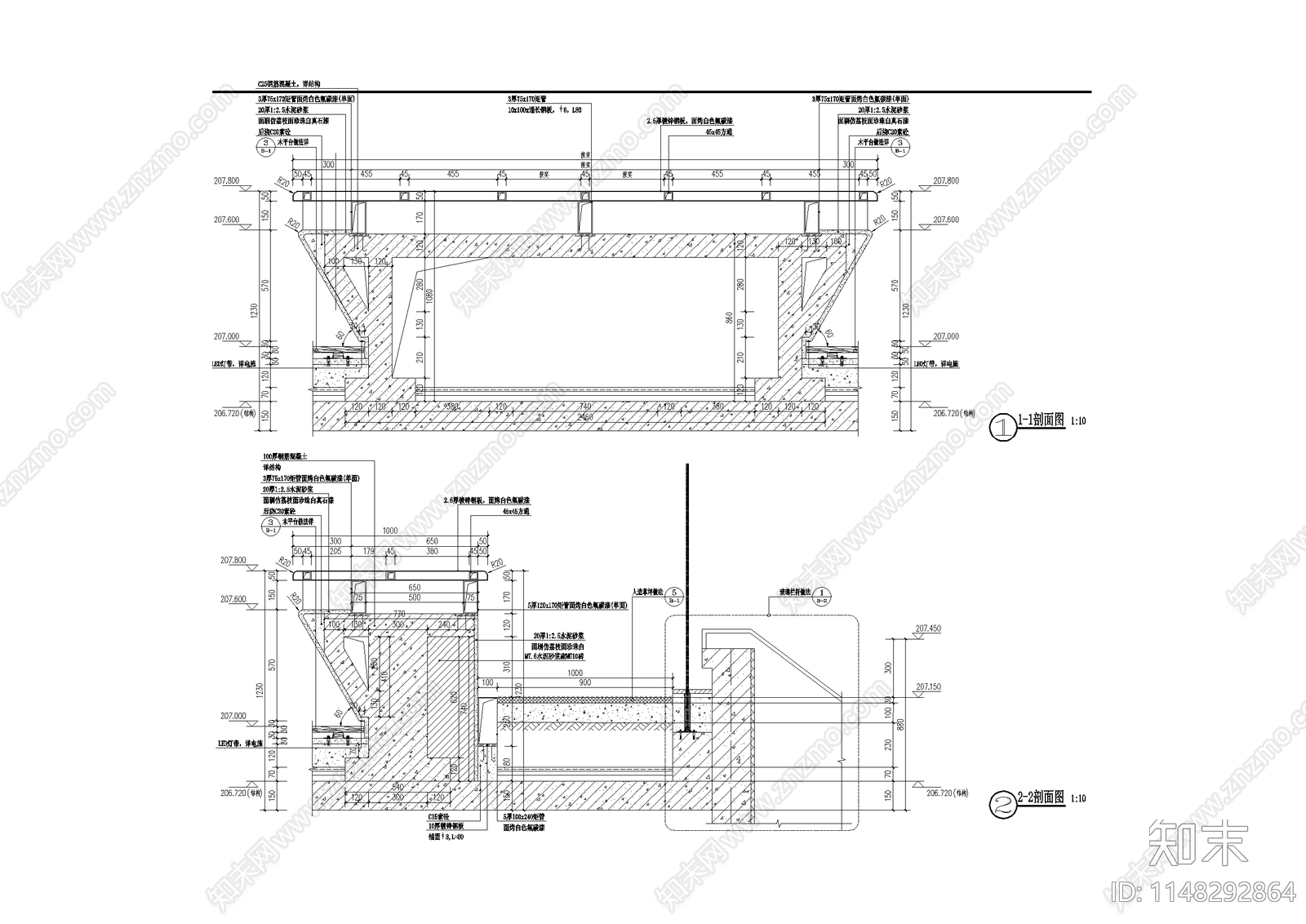 露天餐台餐桌吧台节点施工图下载【ID:1148292864】