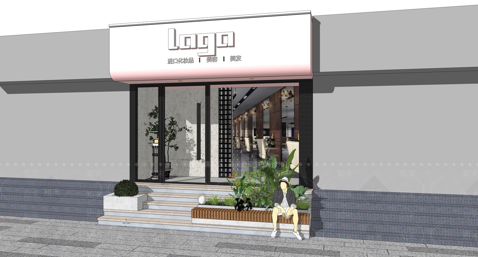 现代理发店门头SU模型下载【ID:1148293622】