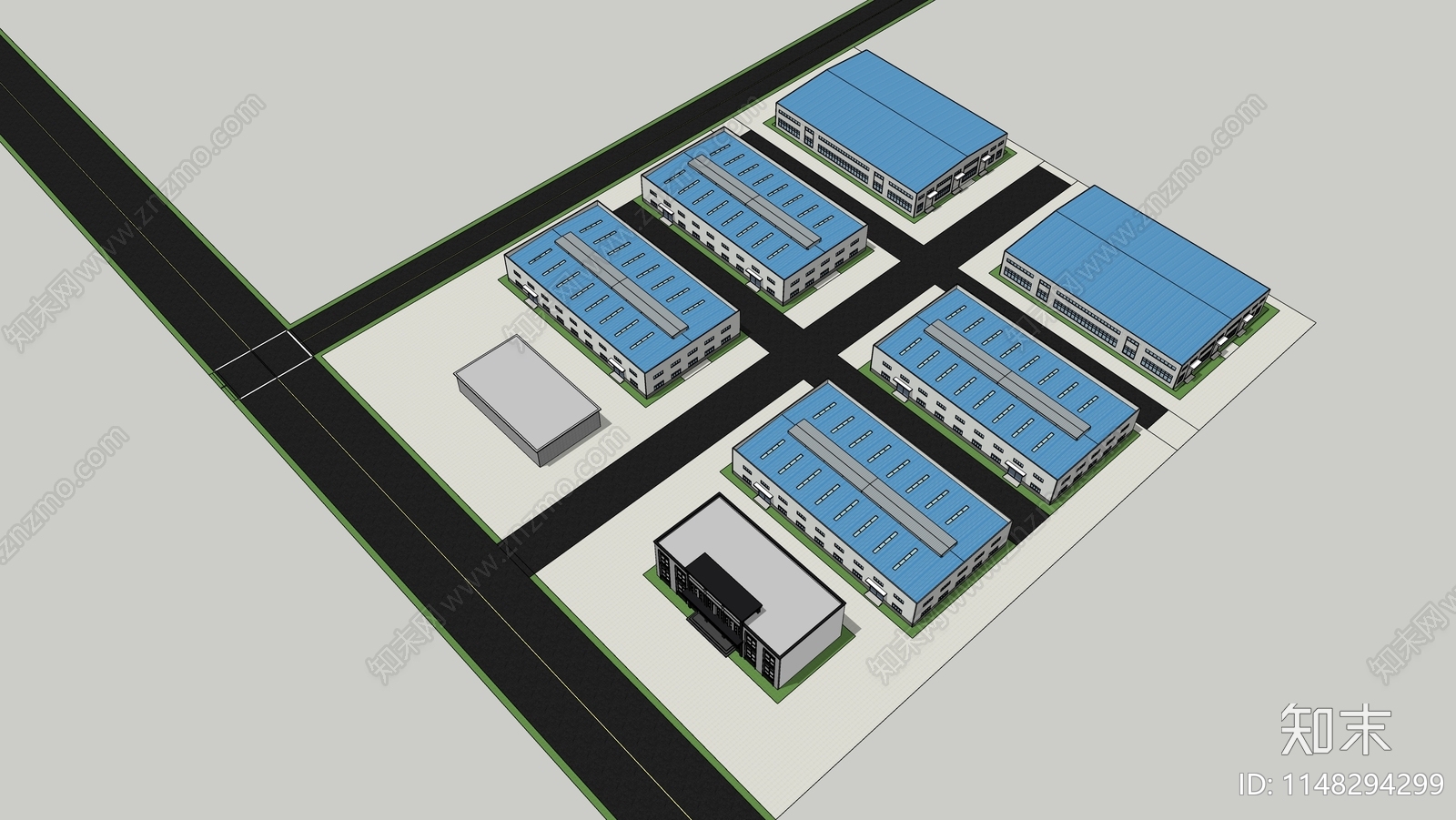 现代厂房SU模型下载【ID:1148294299】