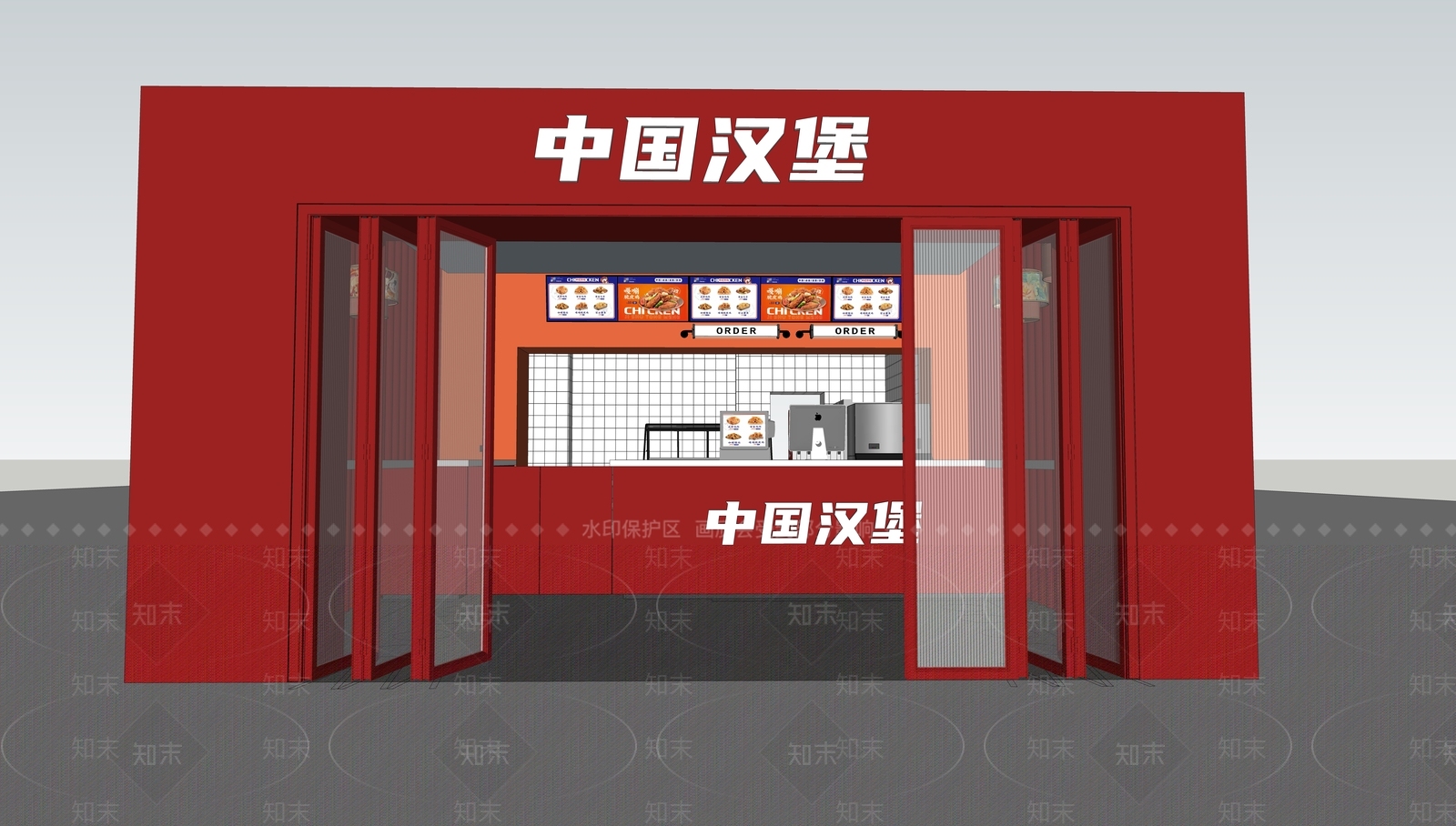 现代汉堡店SU模型下载【ID:1148297008】