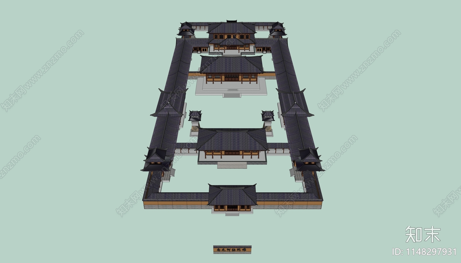 中式寺庙SU模型下载【ID:1148297931】