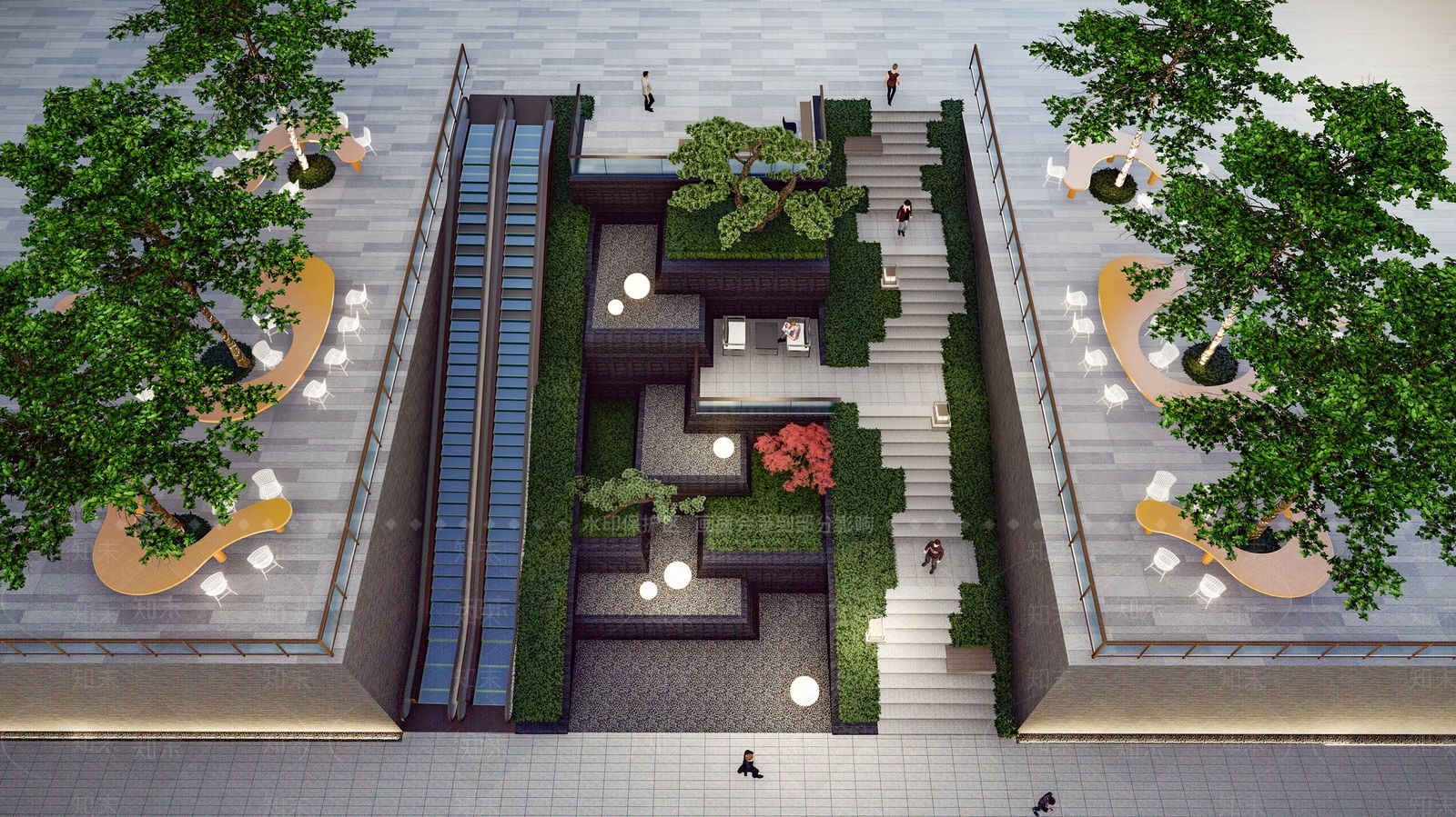 现代台阶景观SU模型下载【ID:1148315592】