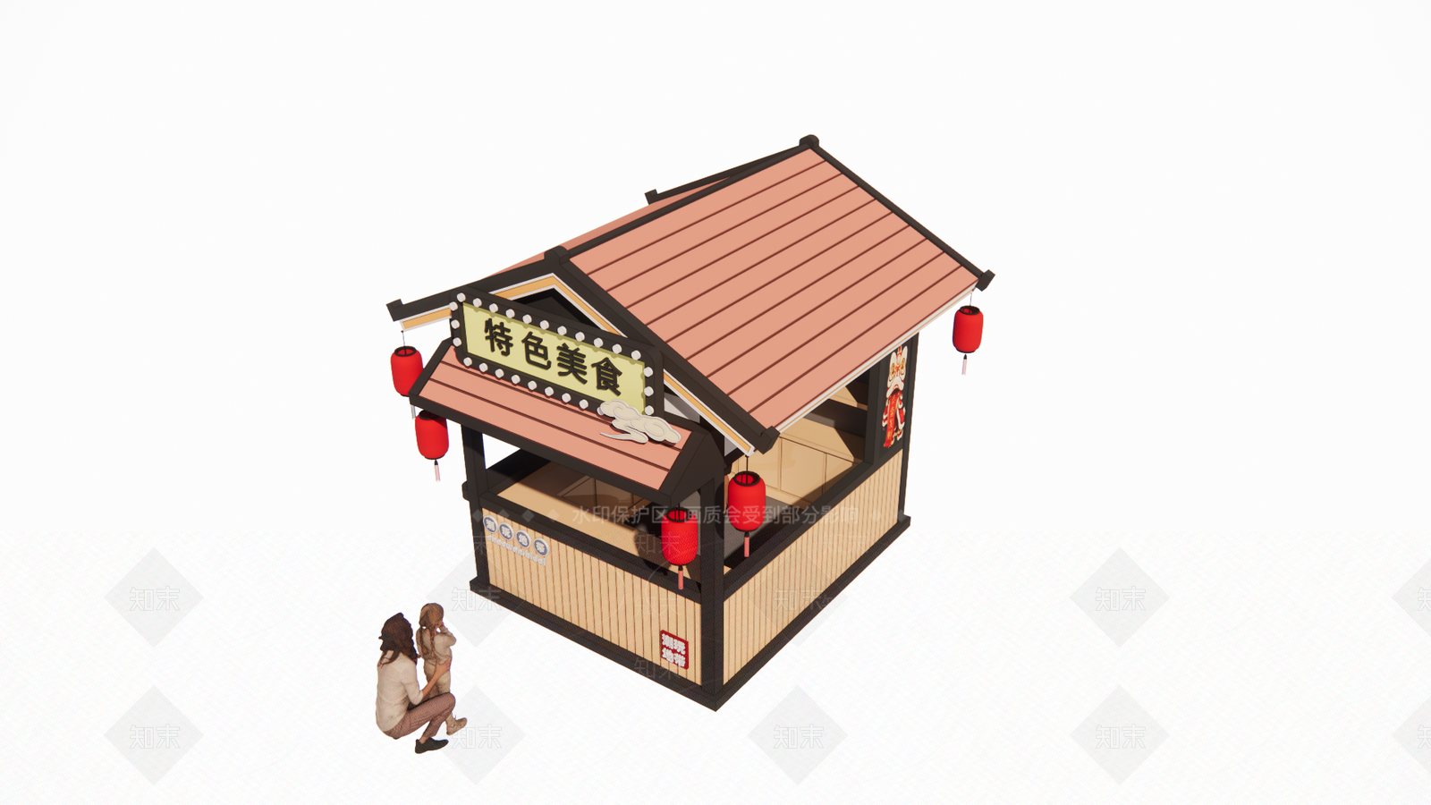 新中式摊位SU模型下载【ID:1148316361】