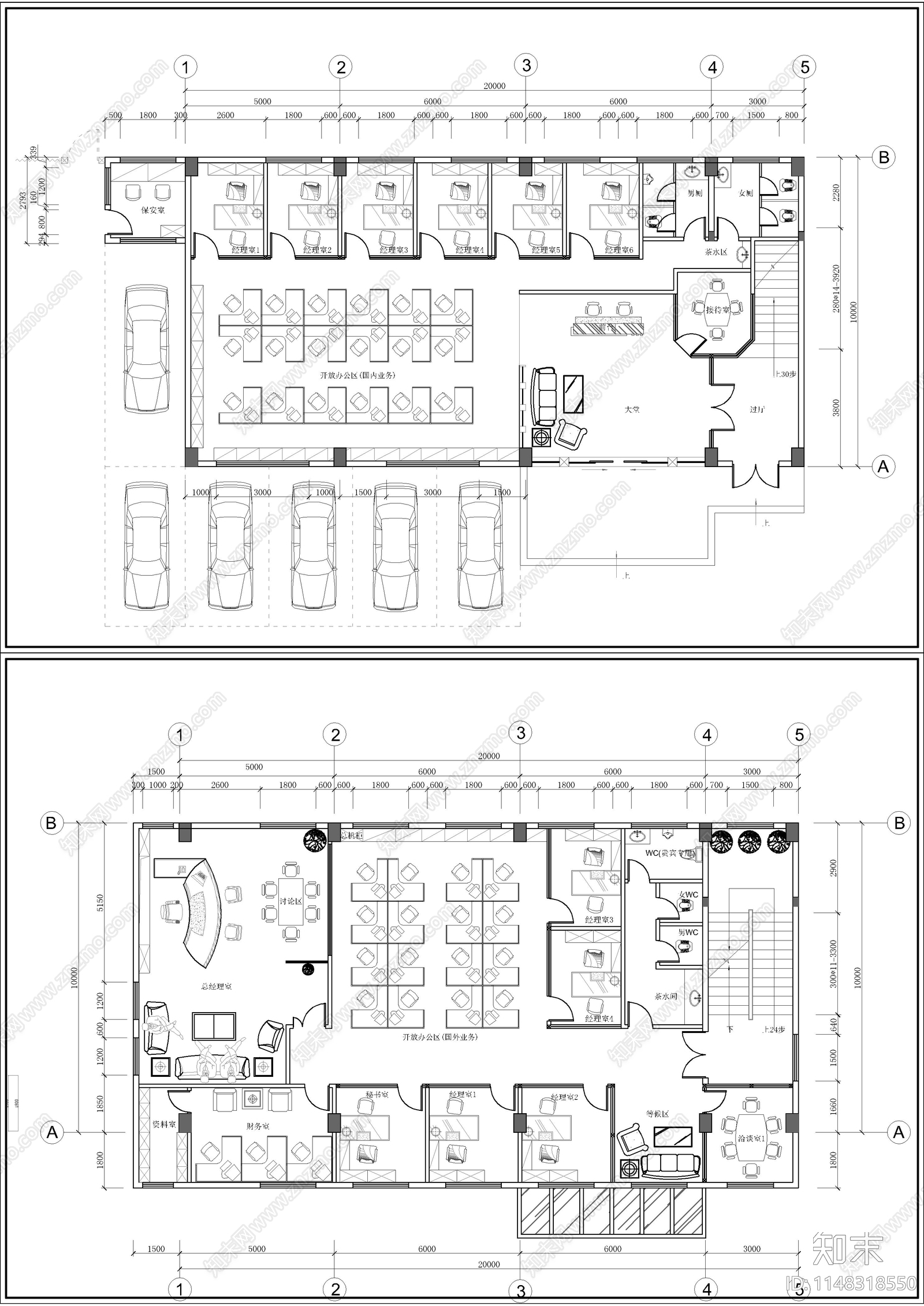 90个办公空间室内cad施工图下载【ID:1148318550】