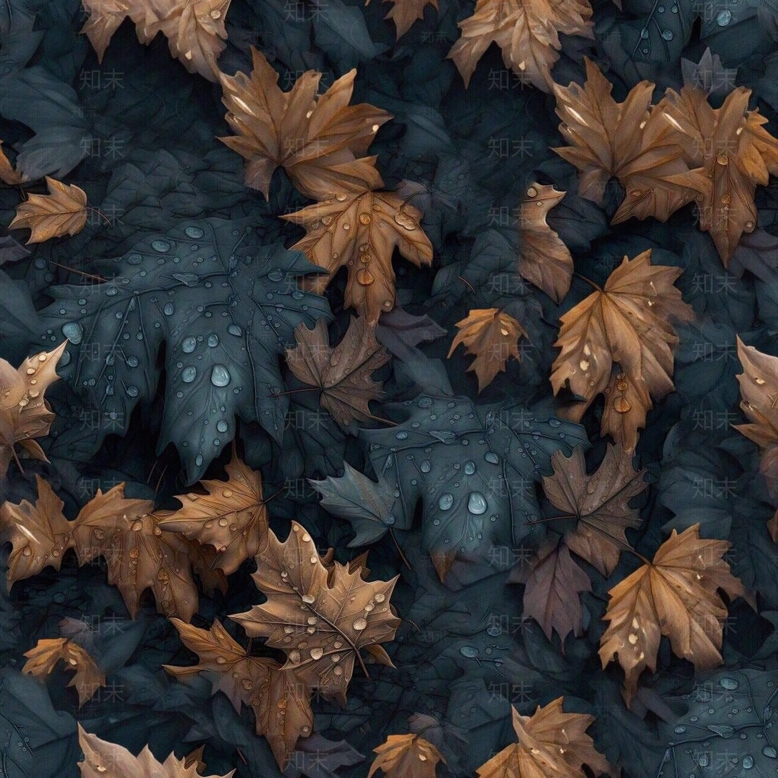无缝植物枫叶印花壁纸壁画背景墙贴图下载【ID:1148331128】
