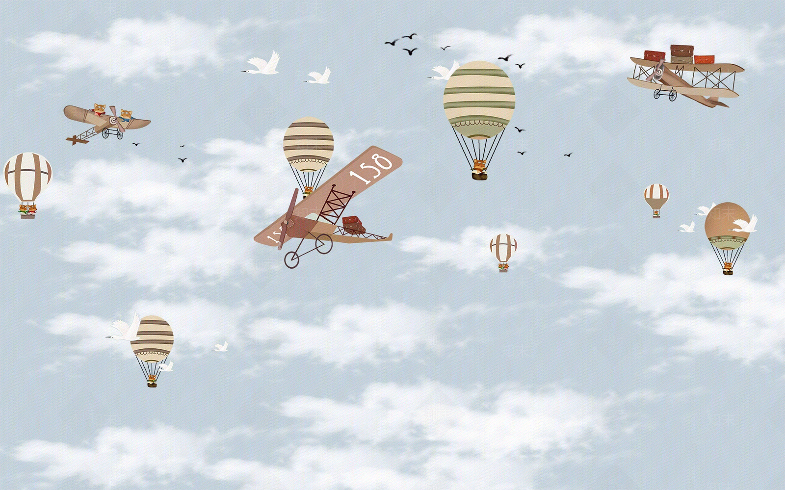 儿童房男孩壁画贴图下载【ID:1148332620】