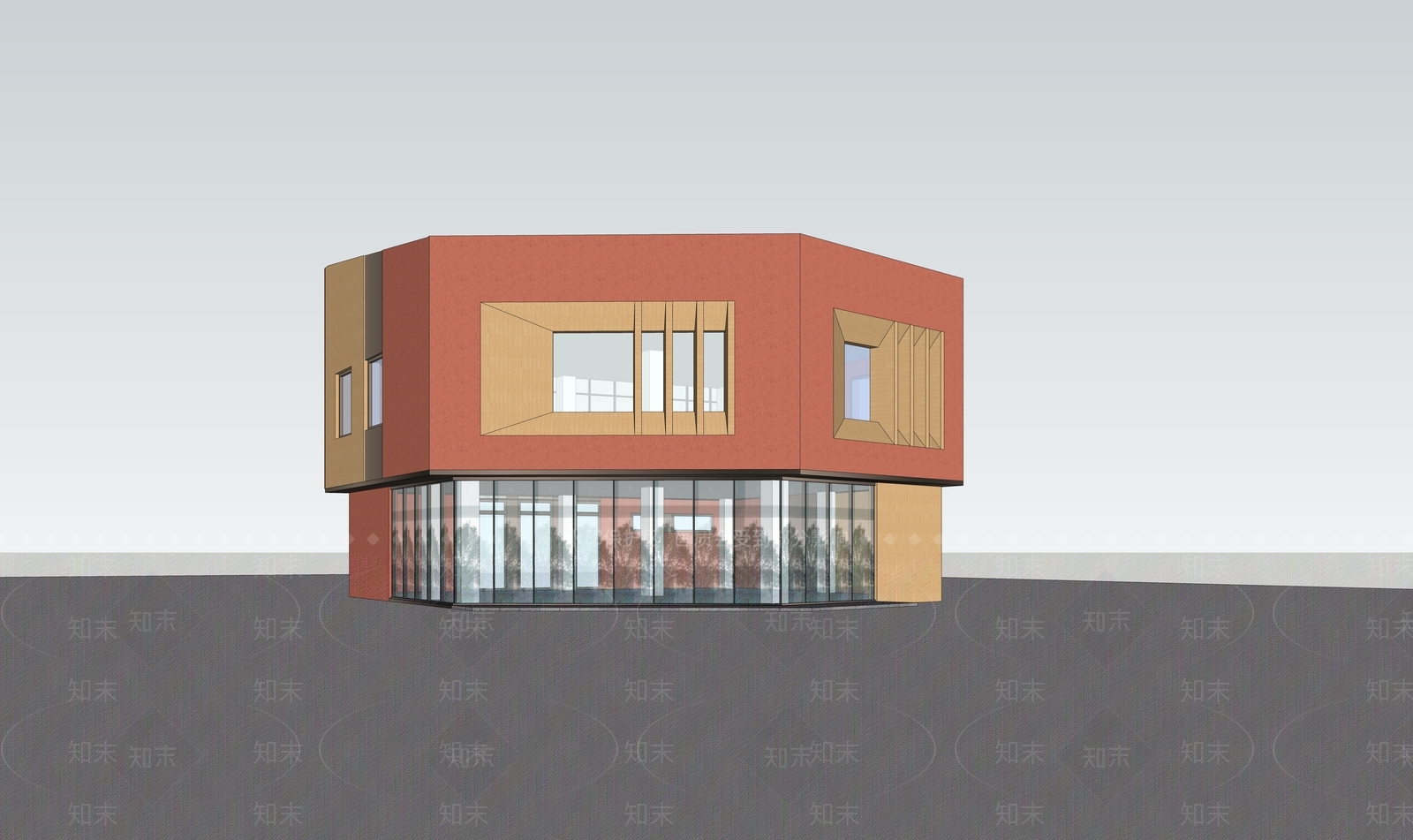 现代音乐博物馆建筑SU模型下载【ID:1148333629】