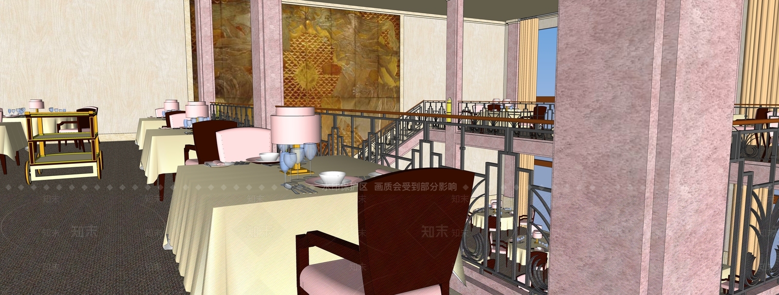 欧式风格西餐厅SU模型下载【ID:1148340207】