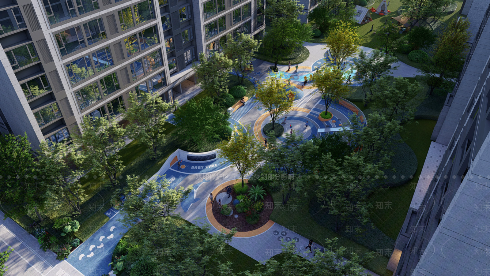 现代居住区景观SU模型下载【ID:1148341139】