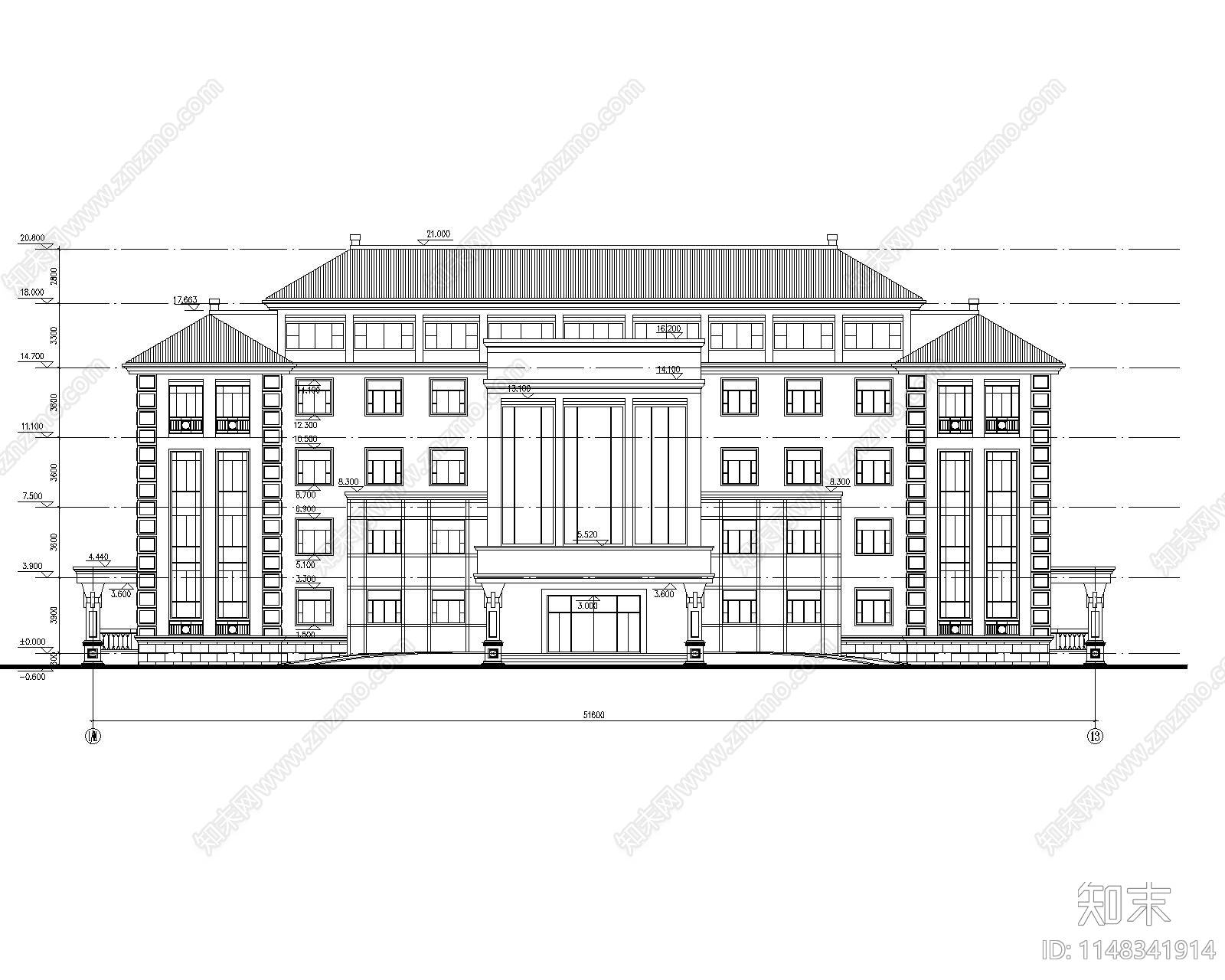 高层豪华大体量办公楼建筑施工图下载【ID:1148341914】