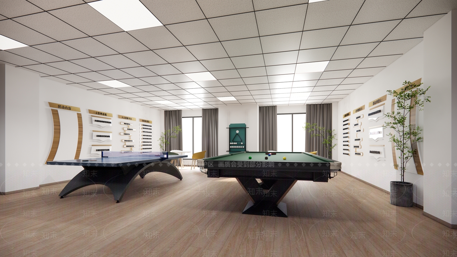 现代乒乓球室SU模型下载【ID:1148511791】