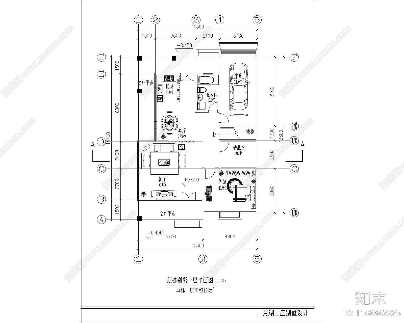 欧式独栋别墅设计建筑cad施工图下载【ID:1148342225】