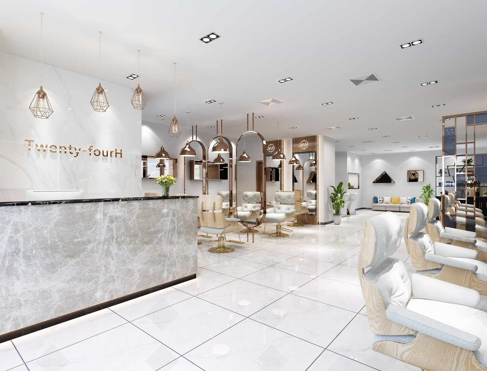 现代美发店SU模型下载【ID:1148344420】