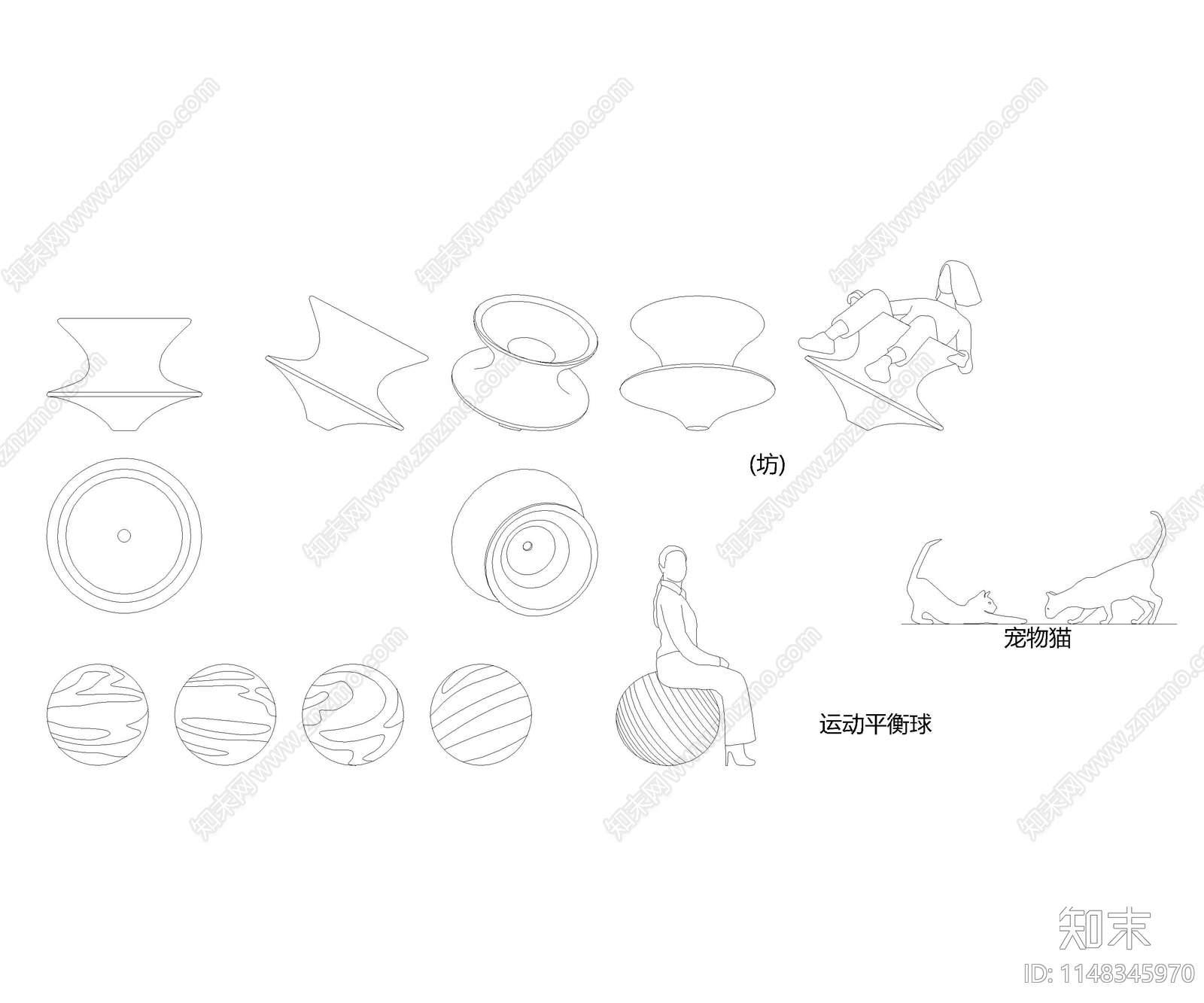 时尚艺术品及软装cad施工图下载【ID:1148345970】