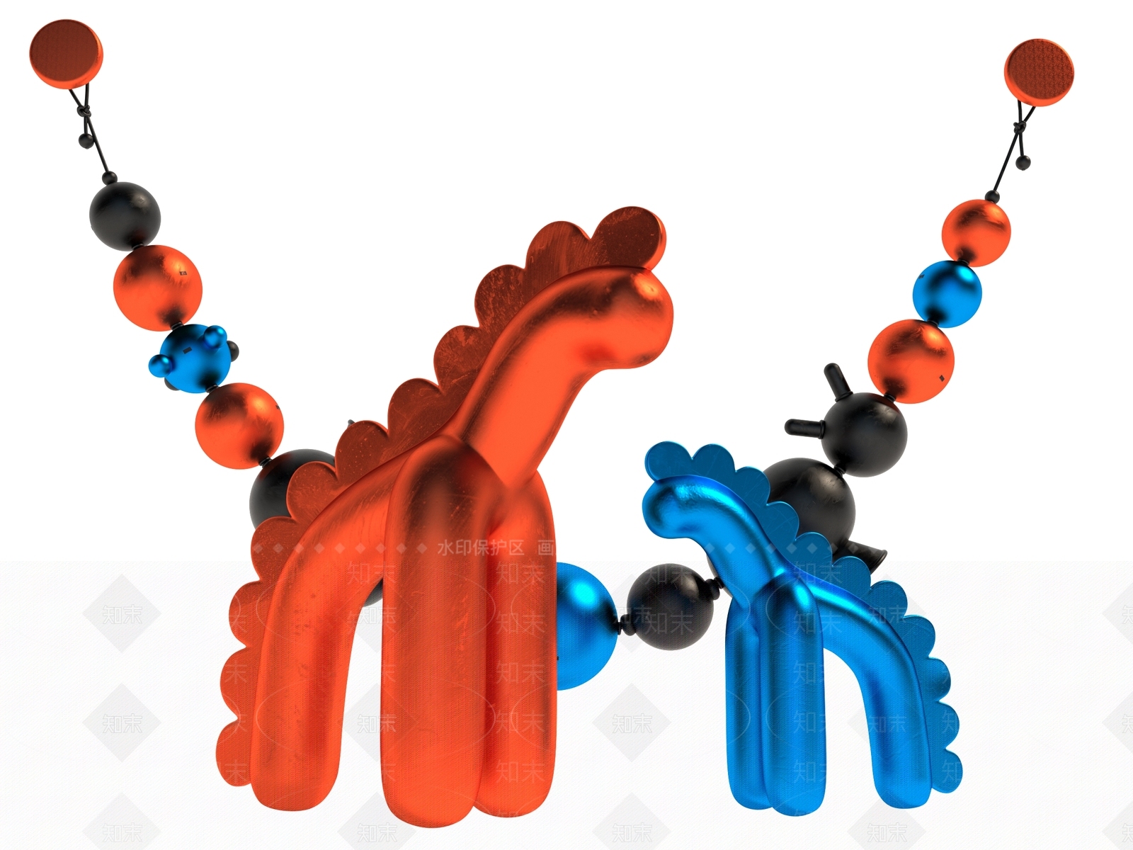 现代气球墙饰挂件3D模型下载【ID:1148350235】