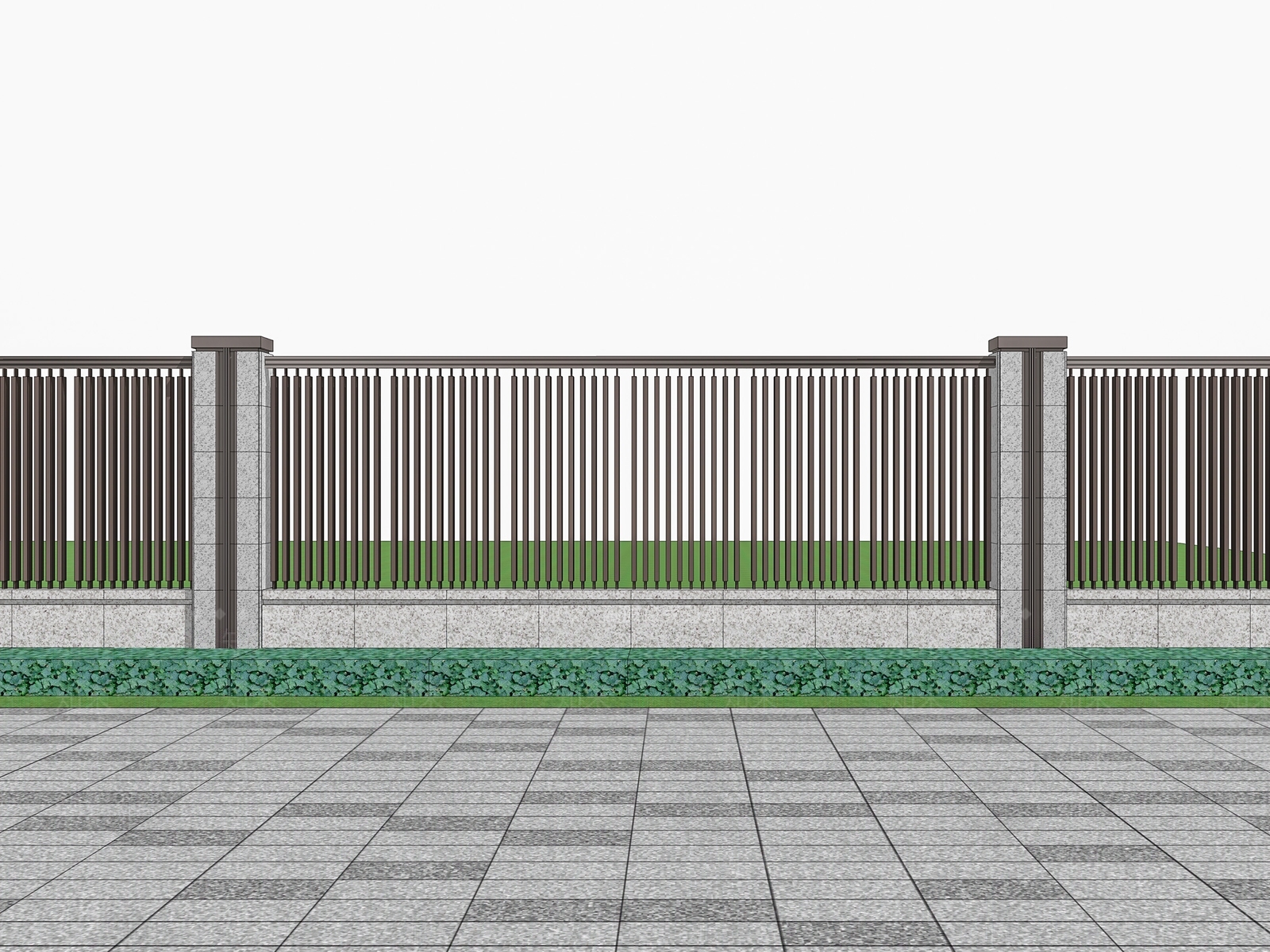 现代围墙景墙SU模型下载【ID:1148350527】