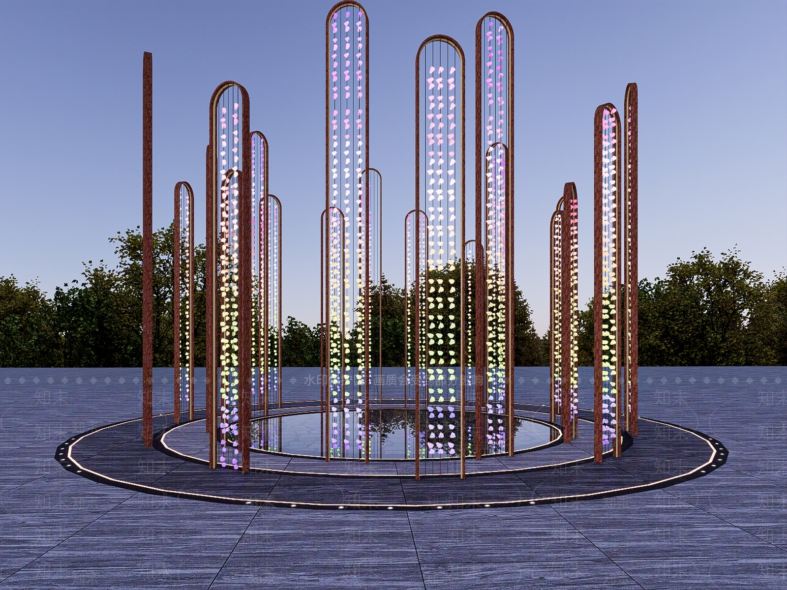 现代圆形雕塑小品SU模型下载【ID:1148351405】