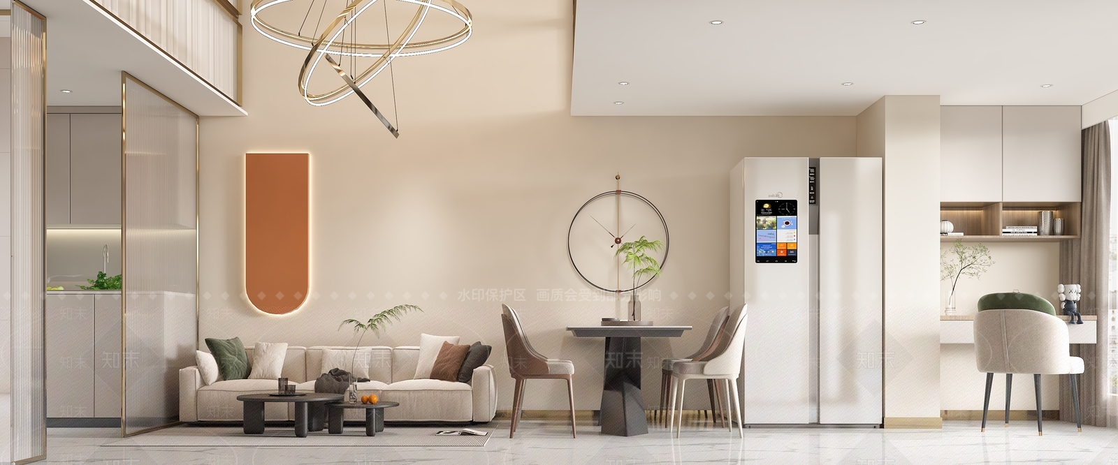 现代loft客餐厅3D模型下载【ID:1148353003】