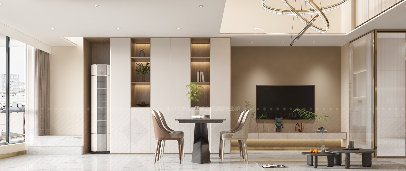 现代loft客餐厅3D模型下载【ID:1148353003】
