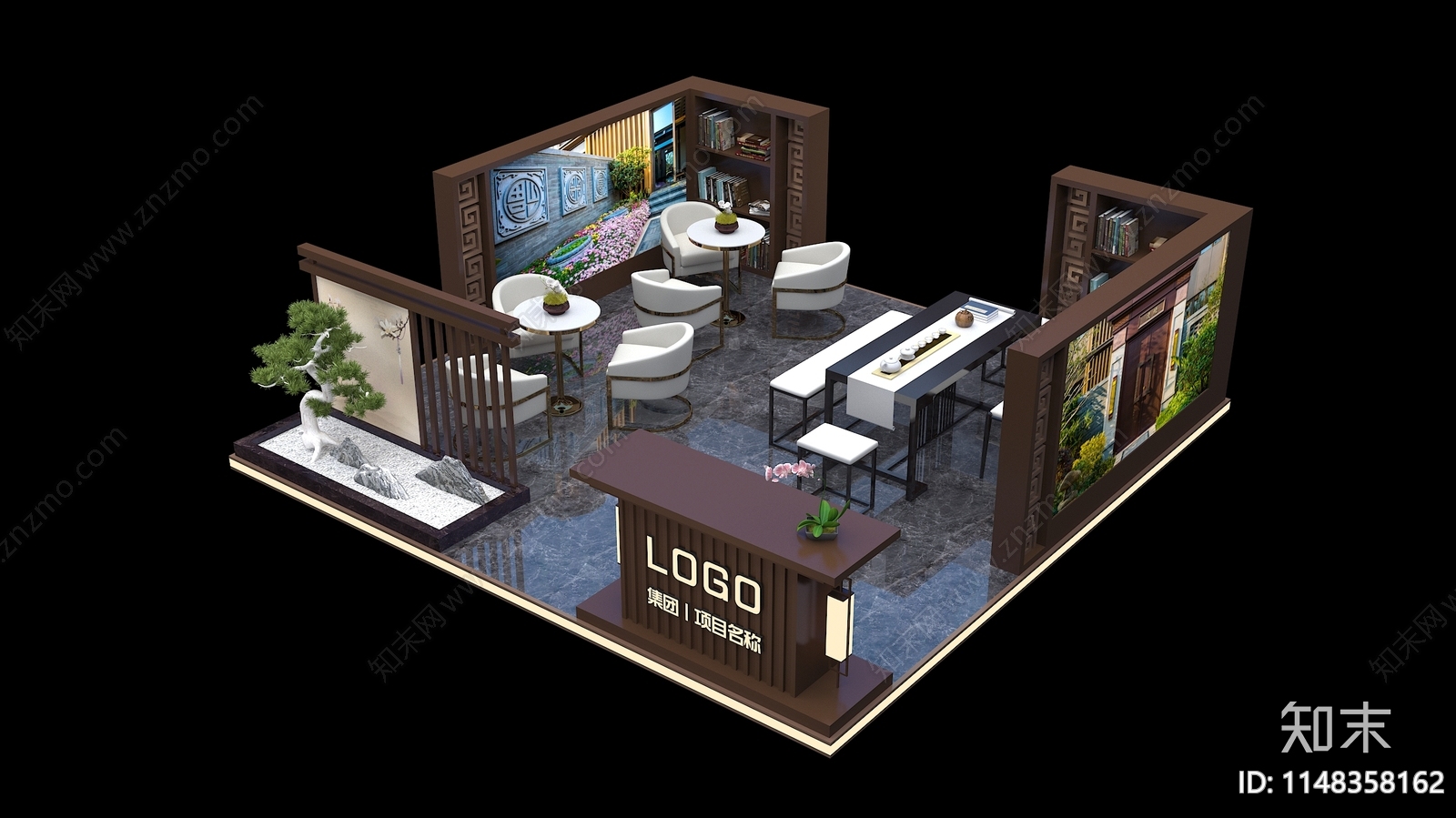 新中式商场展区3D模型下载【ID:1148358162】_知末3d模型网