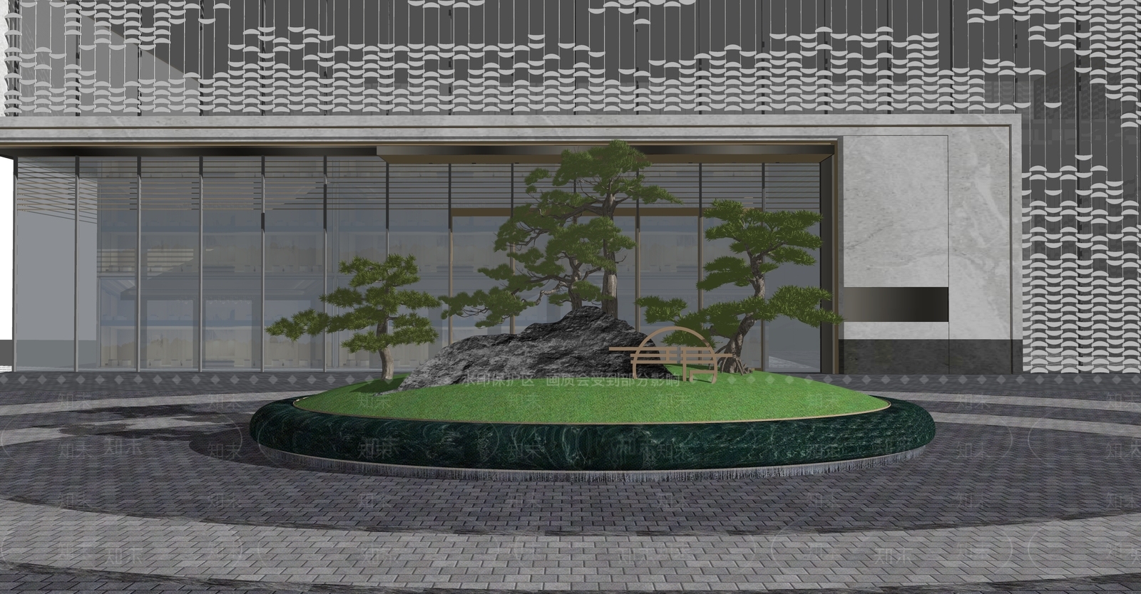 新中式庭院小品SU模型下载【ID:1148359720】