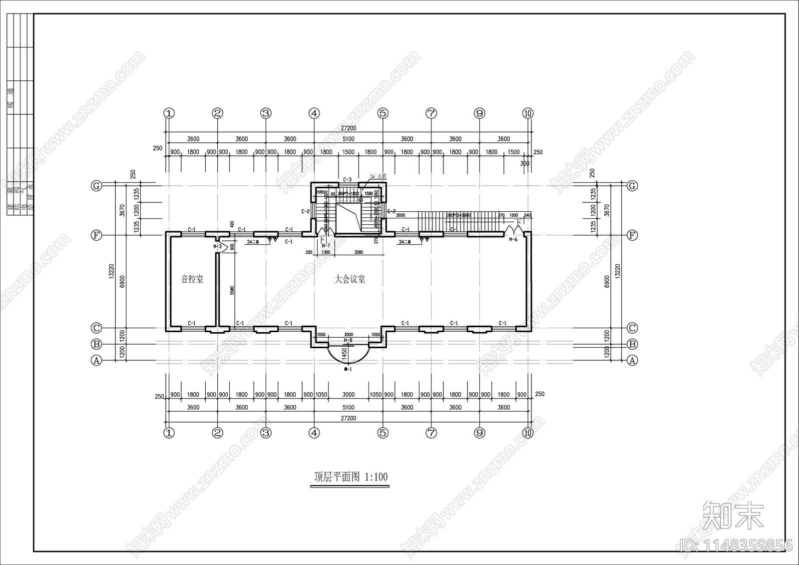 4层办公楼建筑cad施工图下载【ID:1148359856】