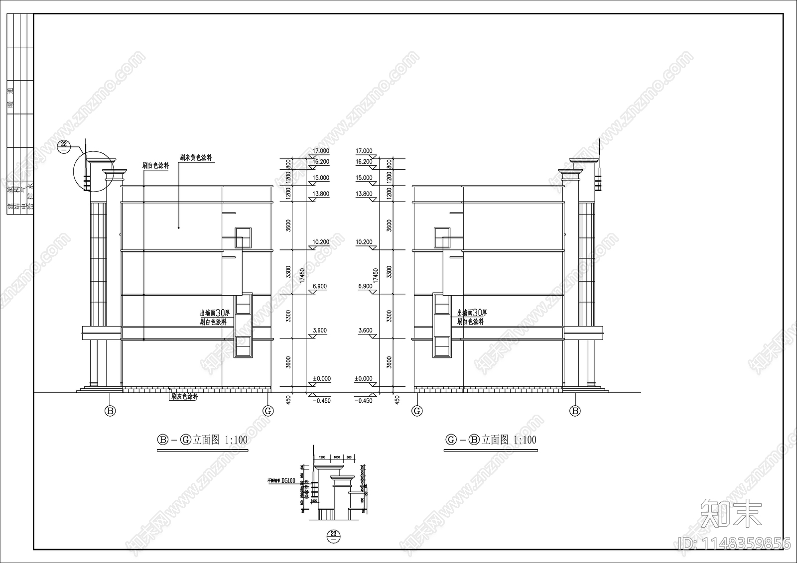 4层办公楼建筑cad施工图下载【ID:1148359856】