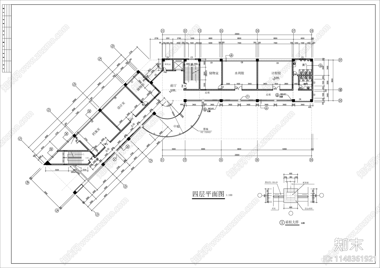 7层办公楼建筑cad施工图下载【ID:1148361921】