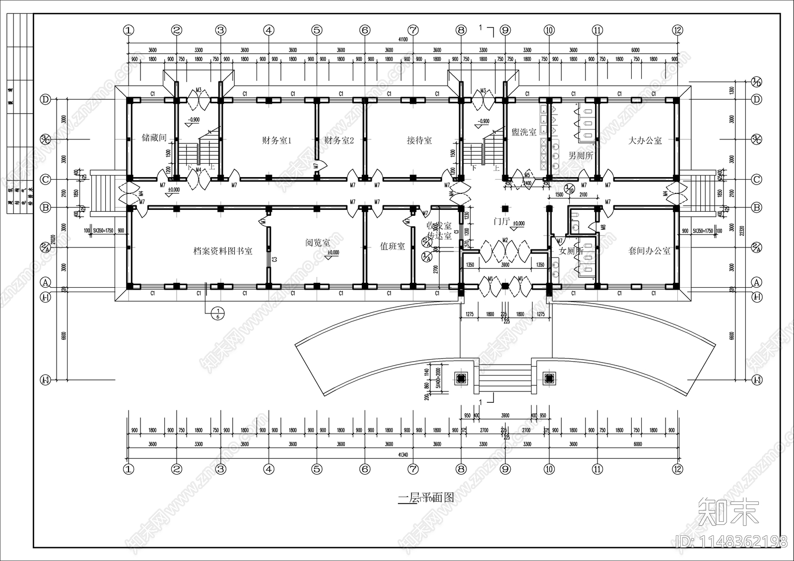 5层某城市综合办公楼建筑cad施工图下载【ID:1148362198】
