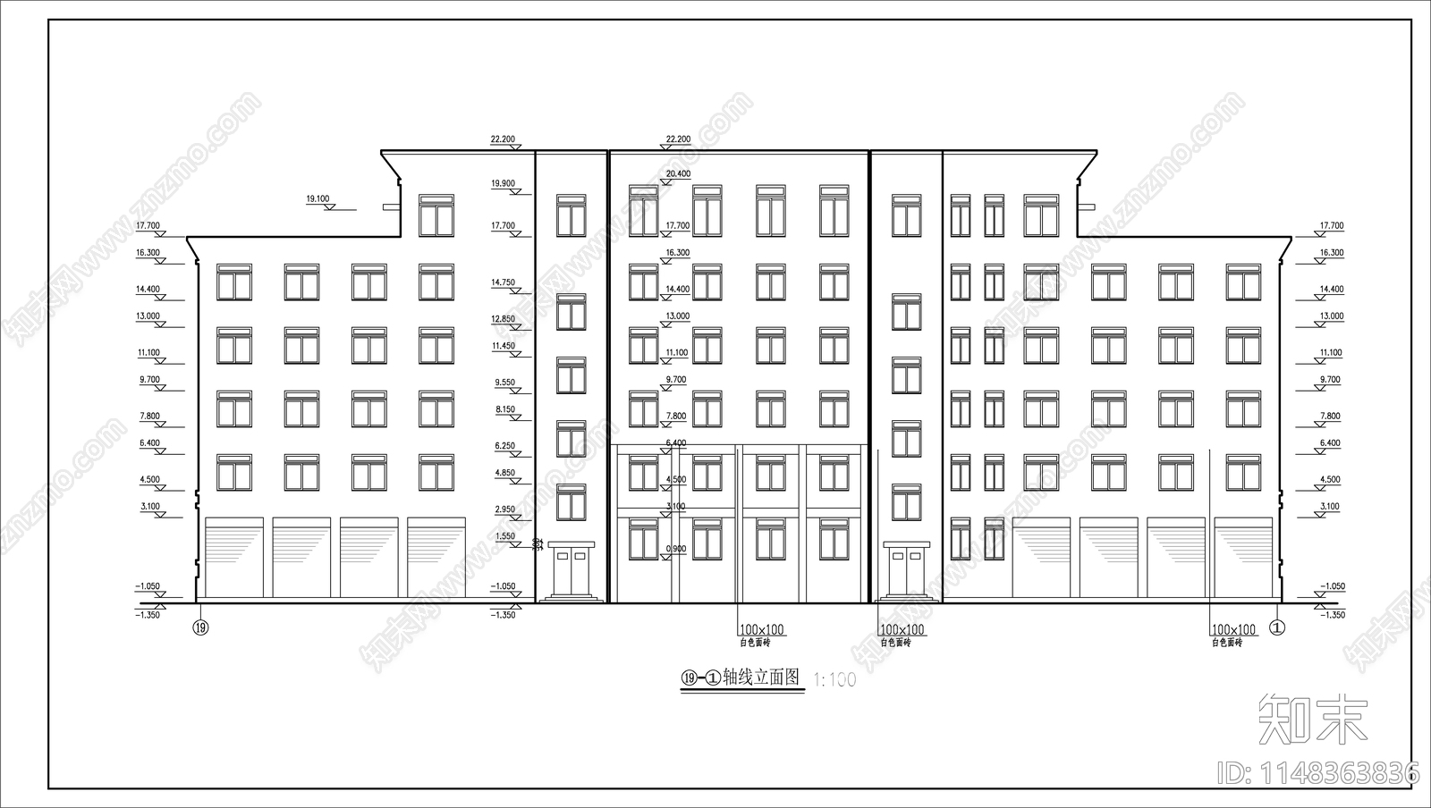 6层办公楼建筑施工图下载【ID:1148363836】