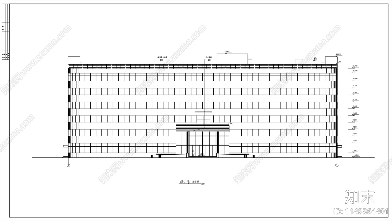 6层实业公司办公楼建筑cad施工图下载【ID:1148364401】