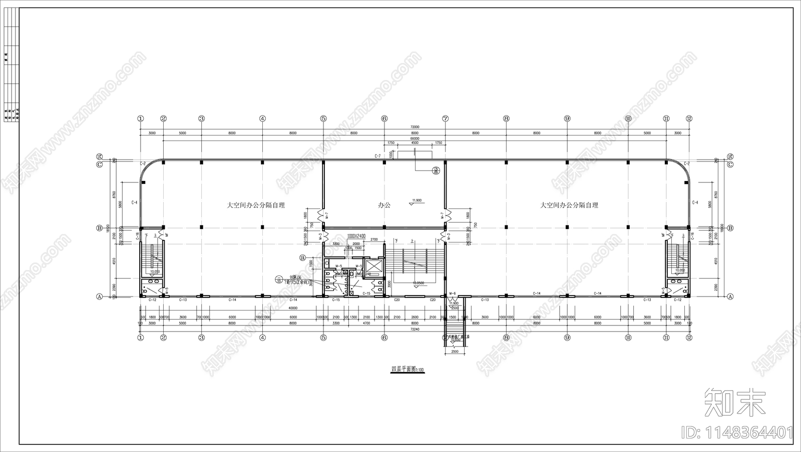 6层实业公司办公楼建筑cad施工图下载【ID:1148364401】