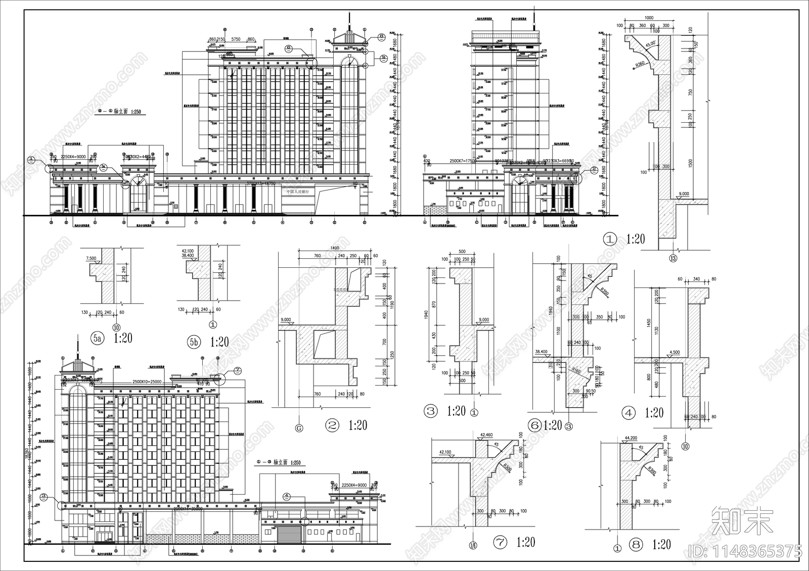 11层办公楼建筑cad施工图下载【ID:1148365375】