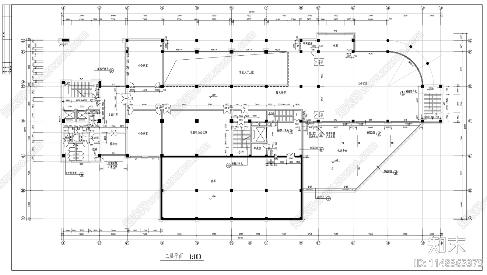 11层办公楼建筑cad施工图下载【ID:1148365375】