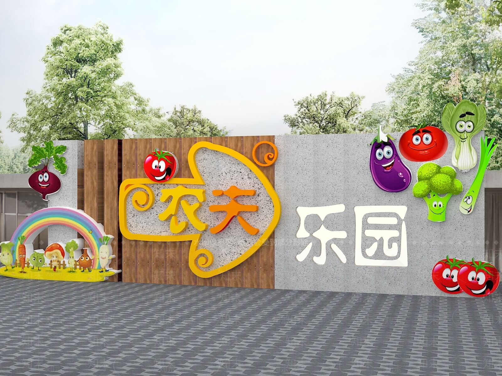 现代农庄景墙3D模型下载【ID:1148366457】