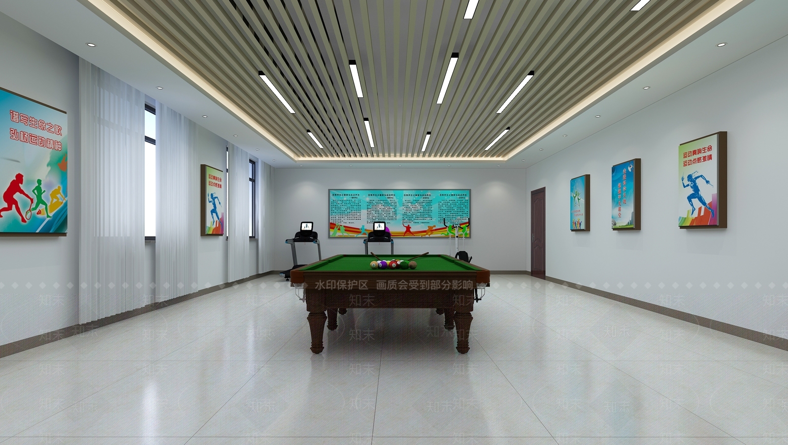 现代台球娱乐室3D模型下载【ID:1148368212】