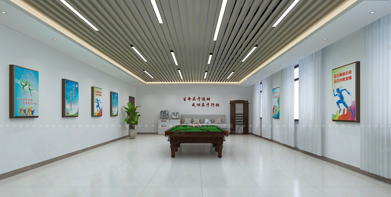 现代台球娱乐室3D模型下载【ID:1148368212】