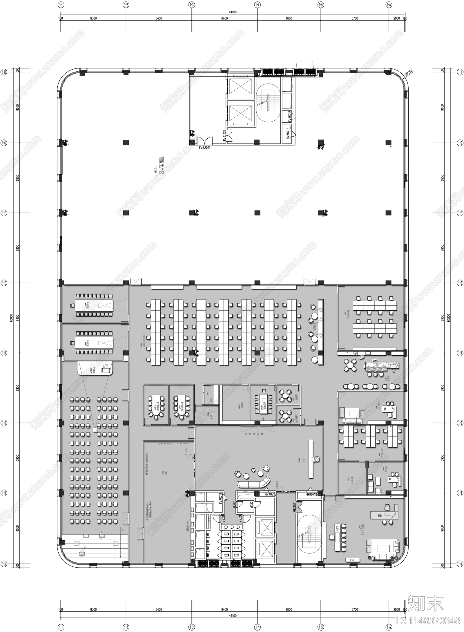 办公室室内平面图施工图下载【ID:1148370348】