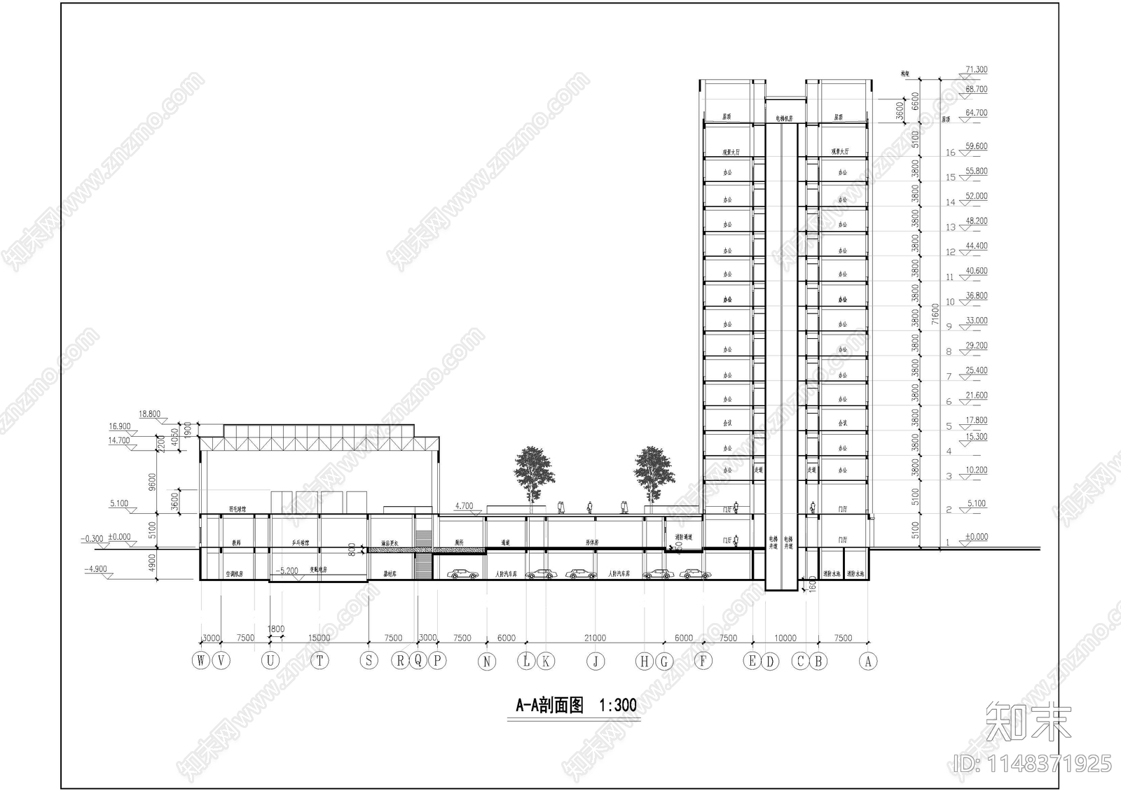 学校体育馆校史馆办公中心建筑cad施工图下载【ID:1148371925】