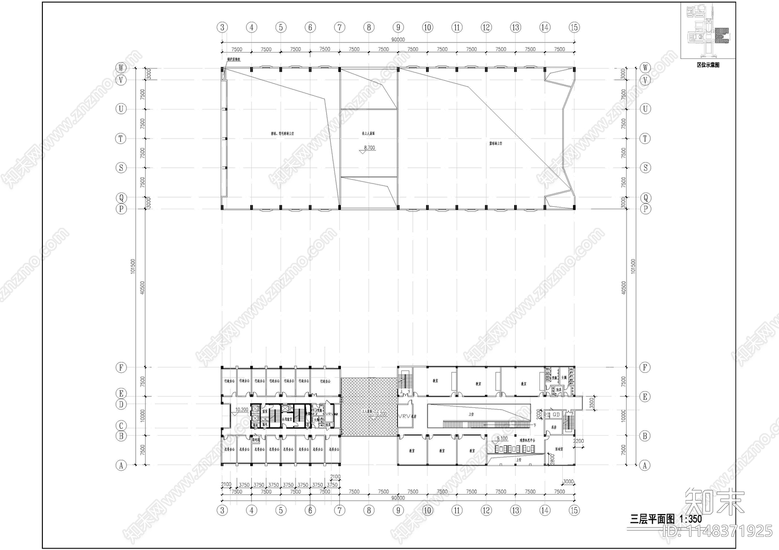 学校体育馆校史馆办公中心建筑cad施工图下载【ID:1148371925】