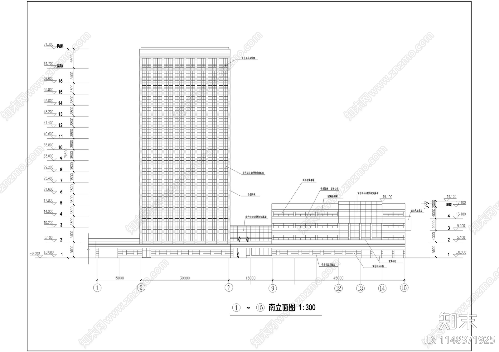 学校体育馆校史馆办公中心建筑cad施工图下载【ID:1148371925】