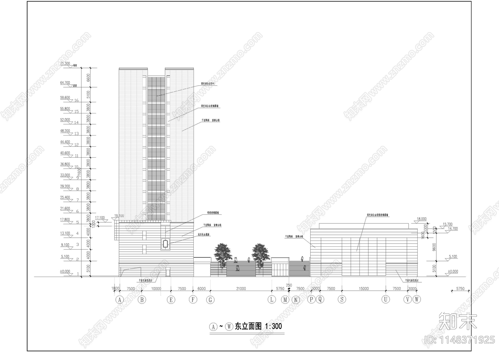 学校体育馆校史馆办公中心建筑cad施工图下载【ID:1148371925】