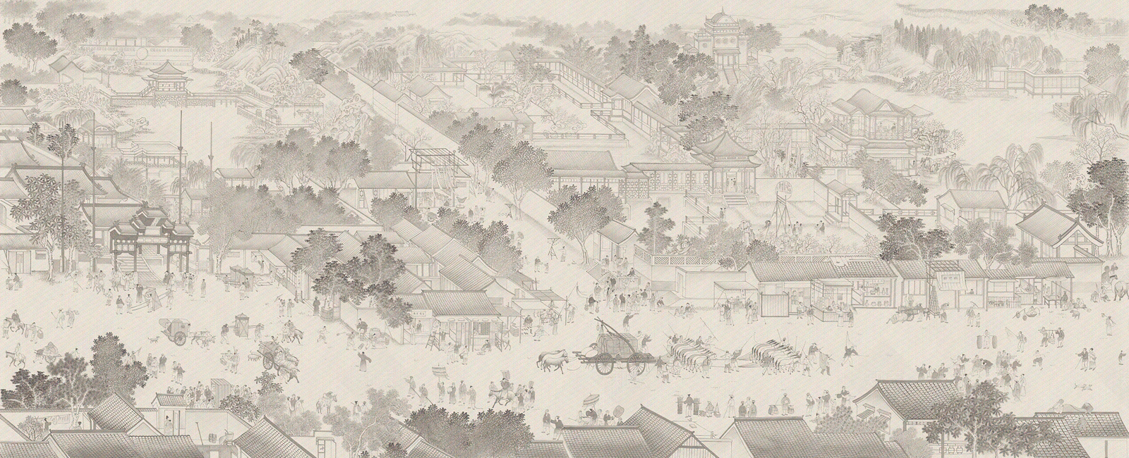 中式城市街道围墙阁楼壁画贴图下载【ID:1148372786】