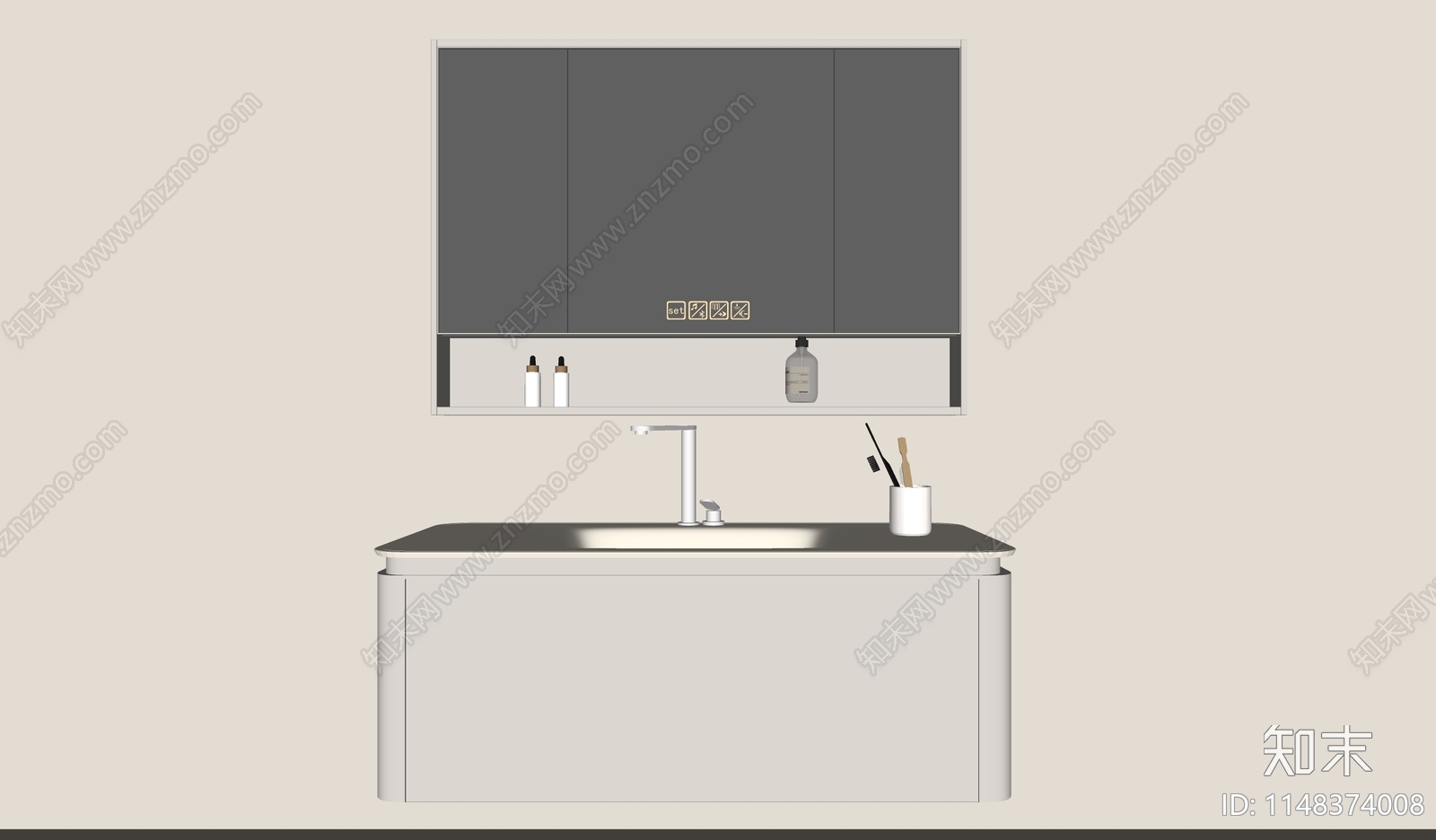 现代浴室柜SU模型下载【ID:1148374008】