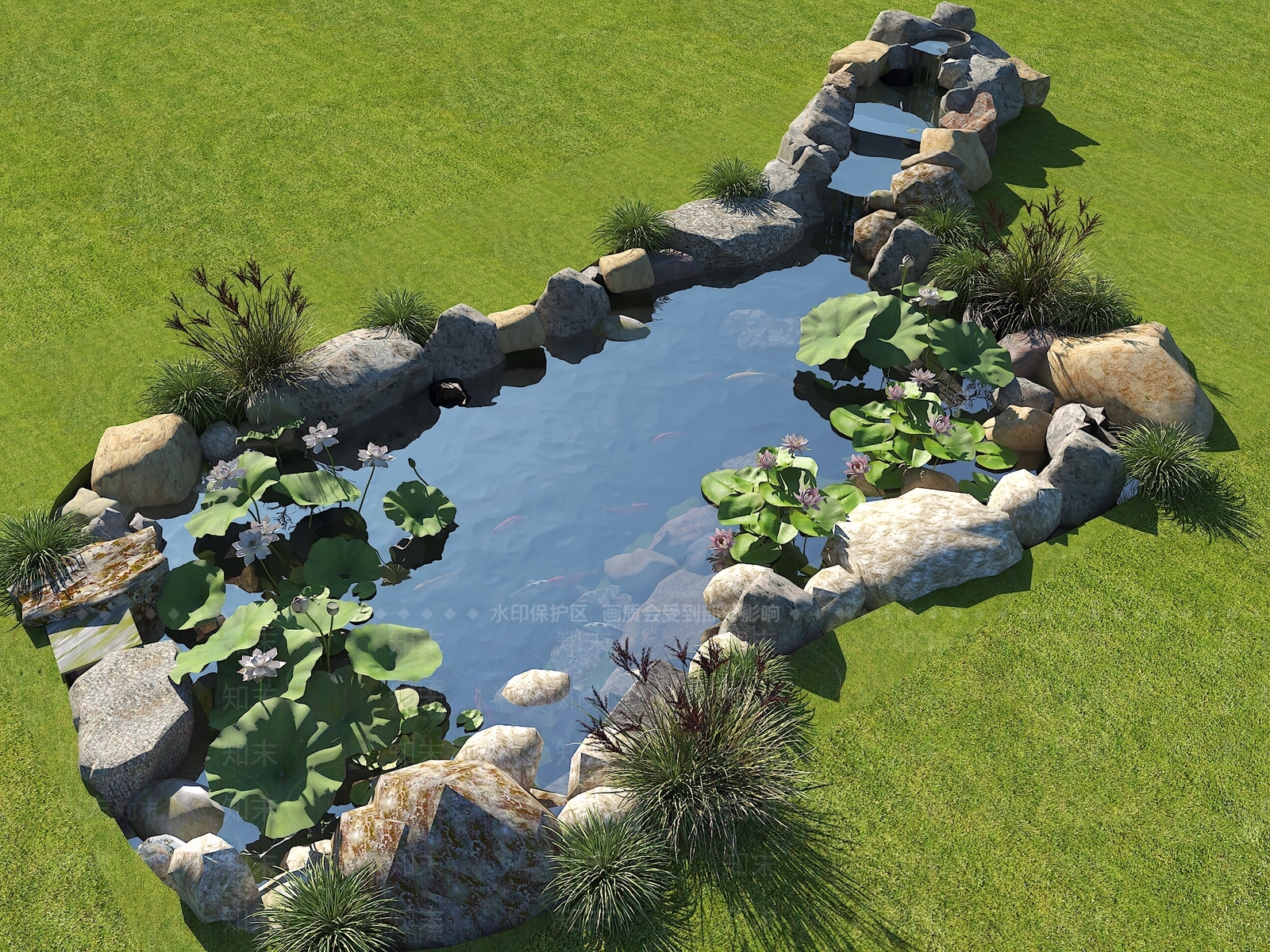 现代生态鱼池3D模型下载【ID:1148381884】