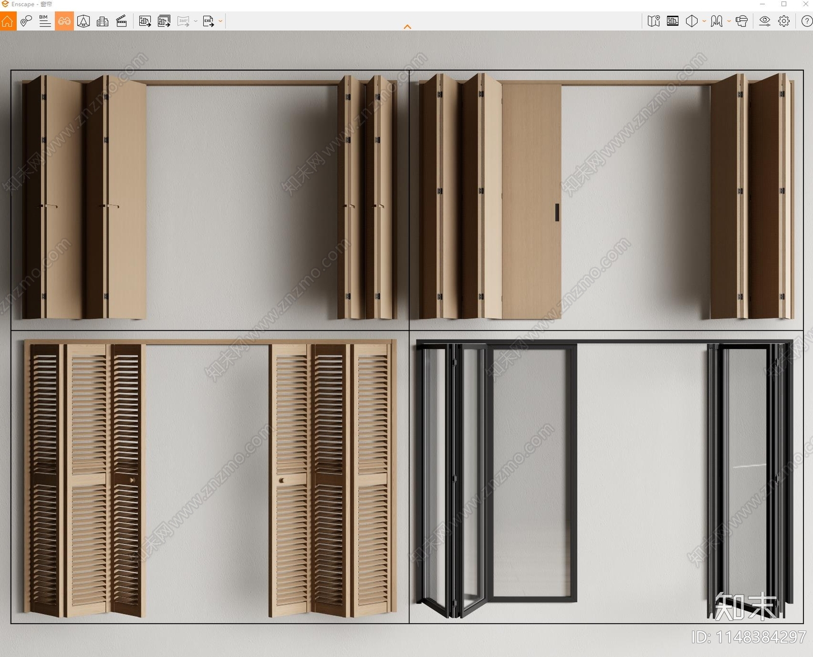 现代木质折叠门SU模型下载【ID:1148384297】
